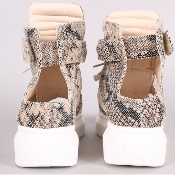 LAST ONE Hightop Snakeskin & Mesh Sneakers - Picture 6 of 6